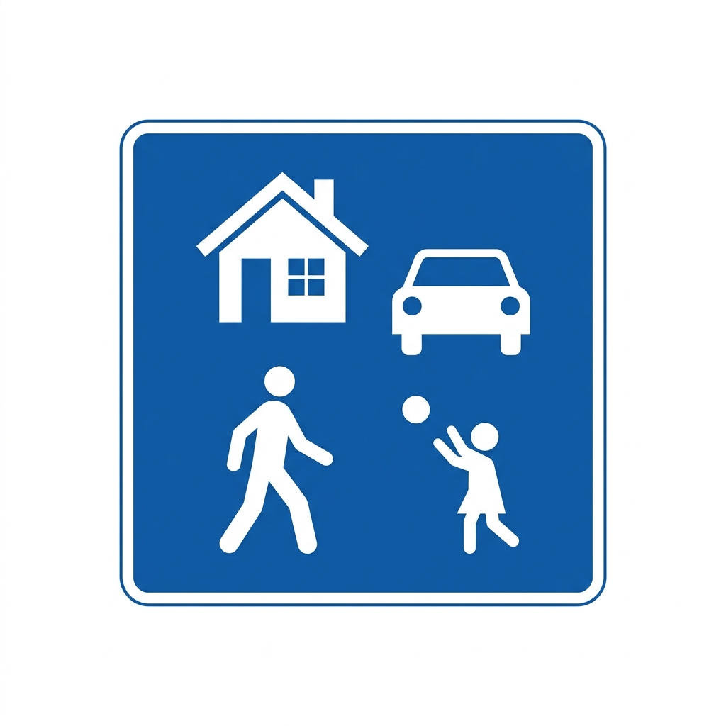 Ilustración del examen DGT: ¿A qué velocidad máxima se permite transitar con un turismo en una calle residencial que e