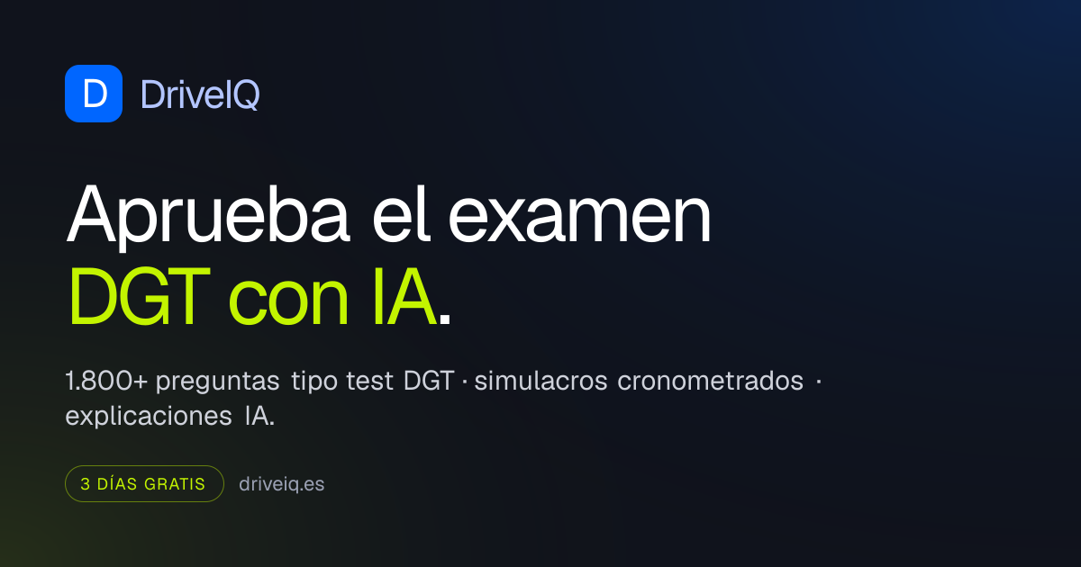 Test DGT Gratis 2026 ⚡ Preguntas tipo DGT · DriveIQ